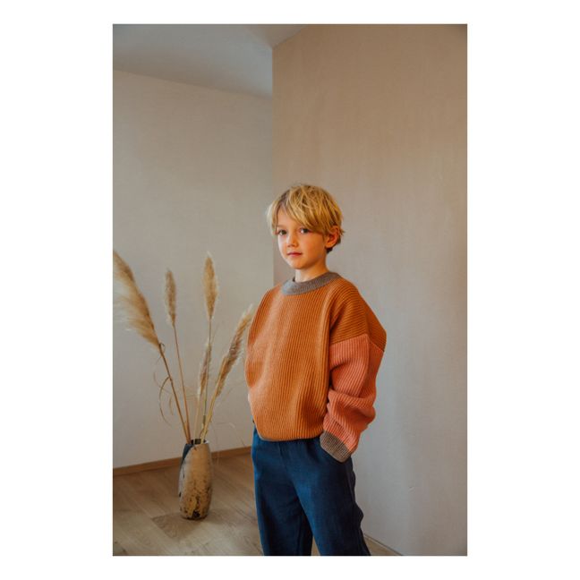 Two-colour recycled materials jumper | Rust