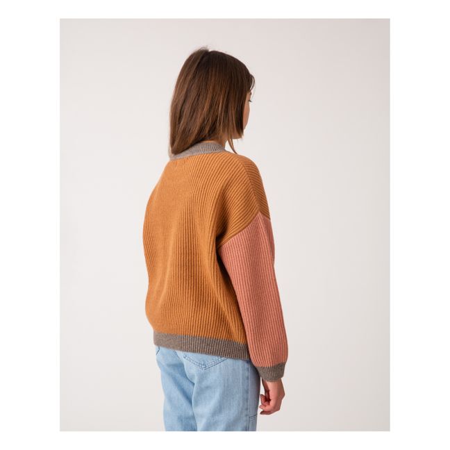 Two-colour recycled materials jumper | Rust