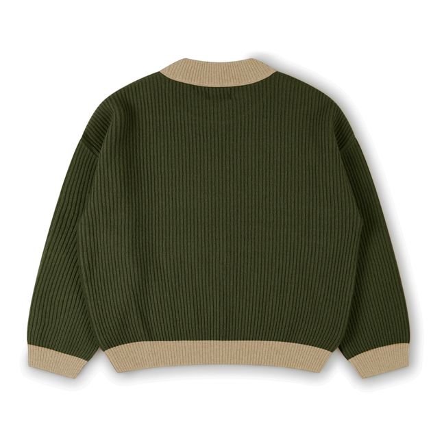 Two-colour recycled materials jumper | Dark green