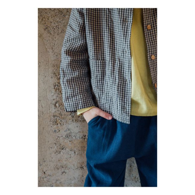 Chaqueta Vichy de lino | Negro