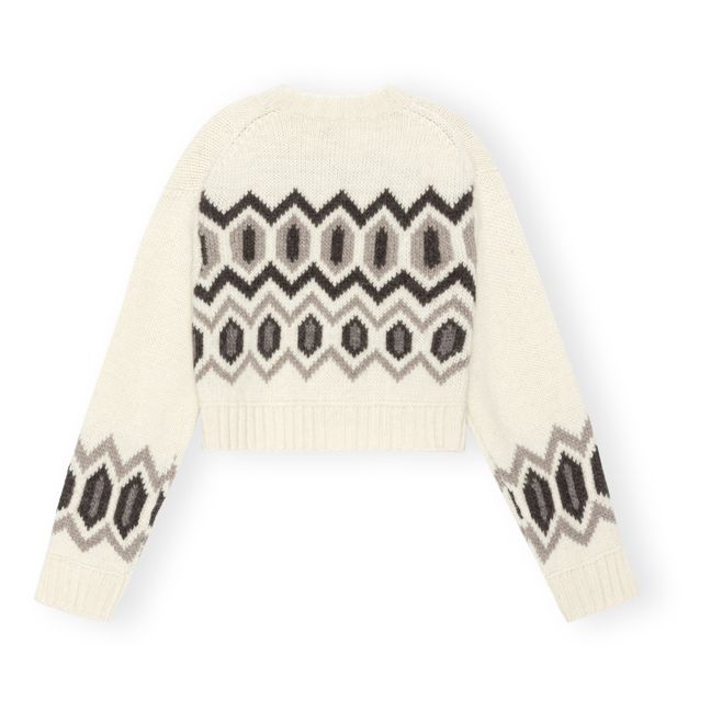 Jersey de lana orgánica Graphic Chunky Crop Sweater | Crudo