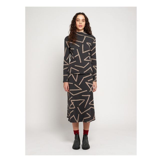 Jupe Coton Bio Lignes - Collection Femme  | Gris anthracite