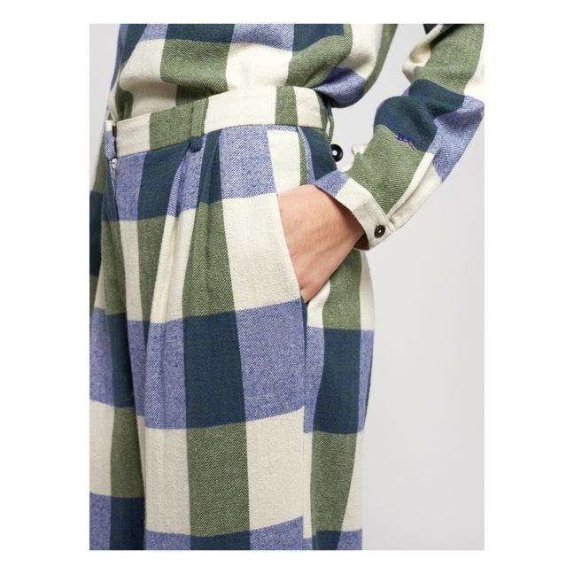 Pantalon Flanelle à Carreaux - Collection Femme  | Bleu marine