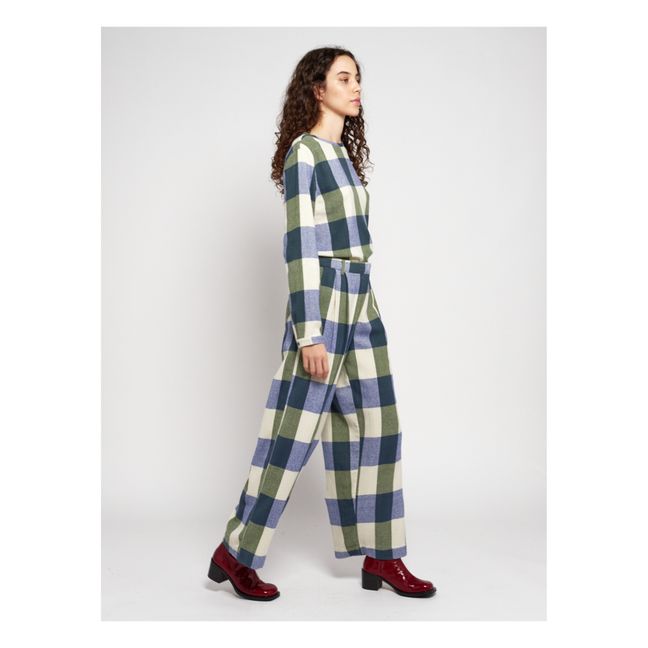 Pantalon Flanelle à Carreaux - Collection Femme  | Bleu marine