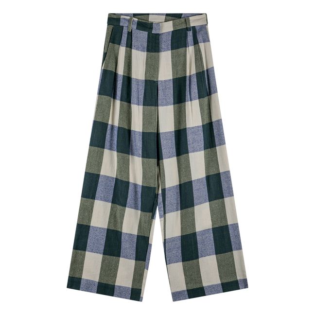 Pantalon Flanelle à Carreaux - Collection Femme  | Bleu marine