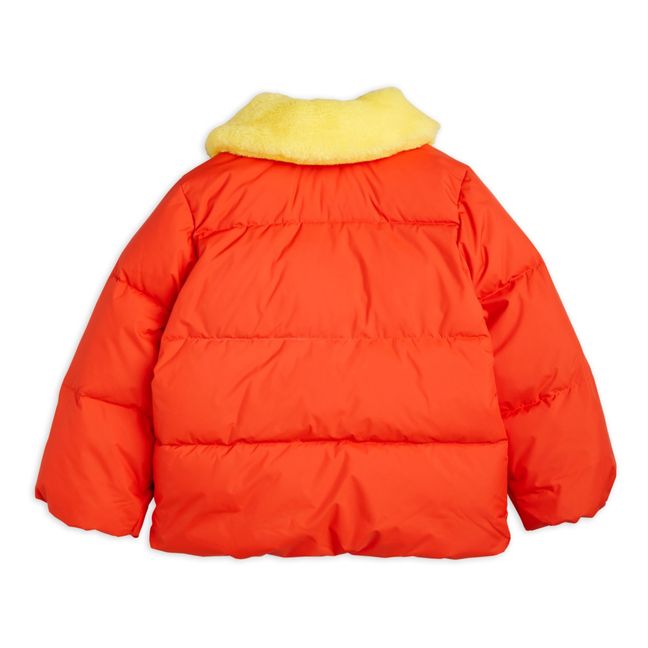 Doudoune Polyester Recyclé Col Fausse Fourrure | Rouge
