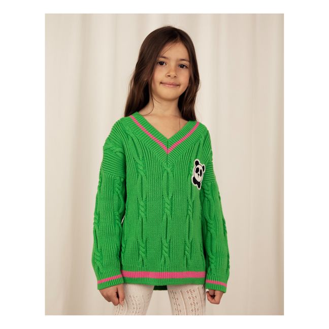 Pullover aus Bio-Baumwolle Panda | Grün