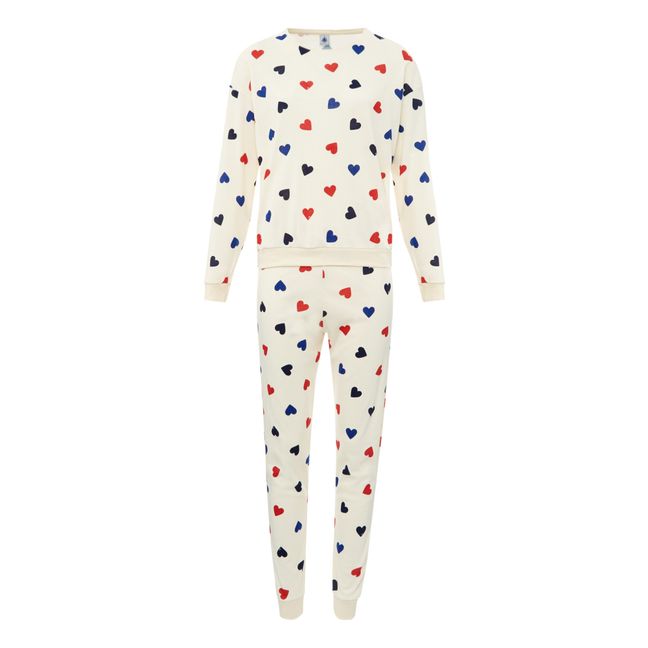 Sweat + Pantalon Pyjama Coeur - Collection Femme  | Ecru