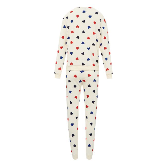 Sweat + Pantalon Pyjama Coeur - Collection Femme  | Ecru