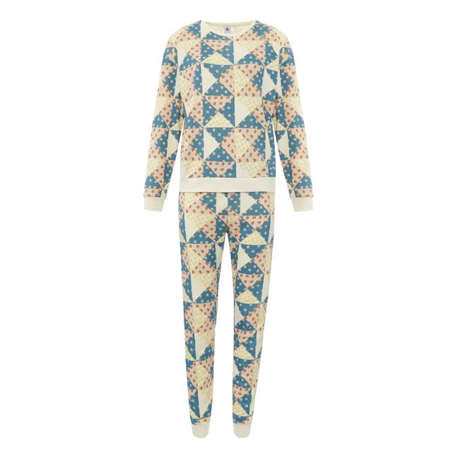 Sweat + Pantalon Pyjama Patchwork - Collection Femme  | Ecru