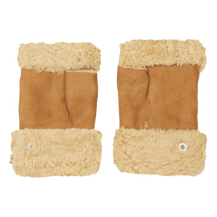 Moufles en peau de mouton pour enfant - Naturel foncé camel