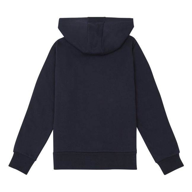 Felpa con cappuccio con zip a righe | Blu marino
