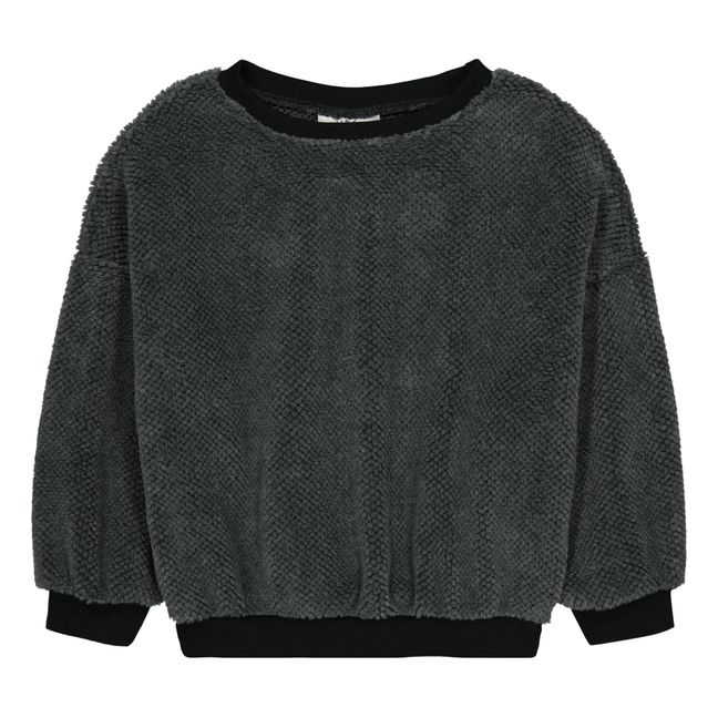 Sweat Façon Fourrure Matière Recyclée Bear | Gris anthracite