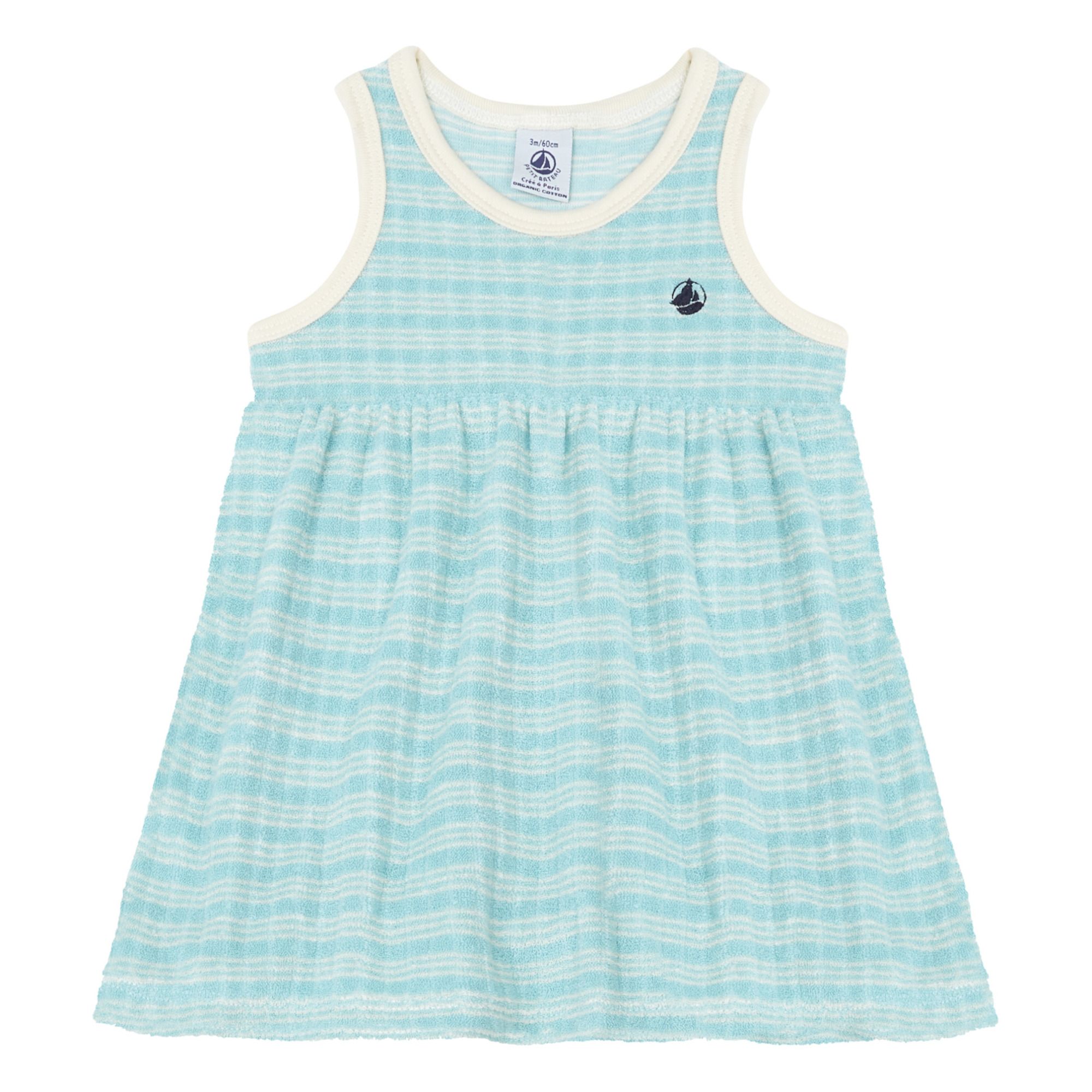 Petit Bateau Robe sans Manches Eponge Coton Bio Bleu Smallable