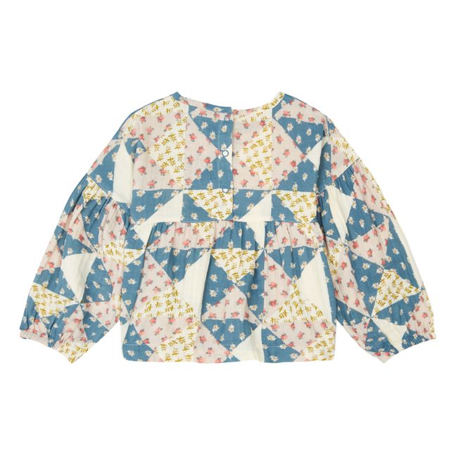 Bluse aus Baumwollgaze Patchwork | Beige