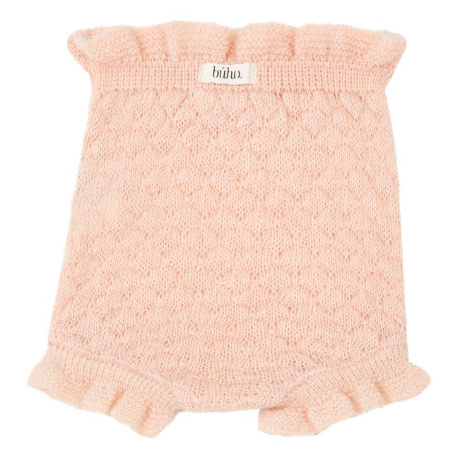 Boho openwork knit bloomer | Pink