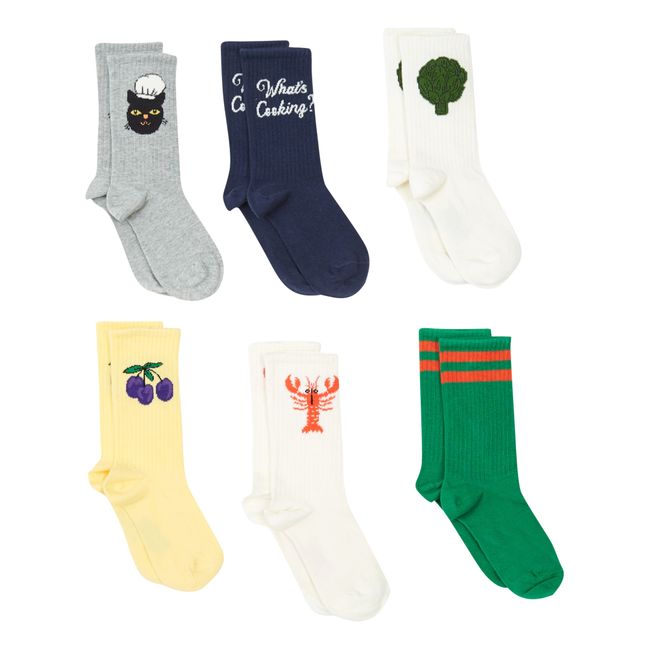 6-Paar-Set Socken aus Bio-Baumwolle | Seidenfarben