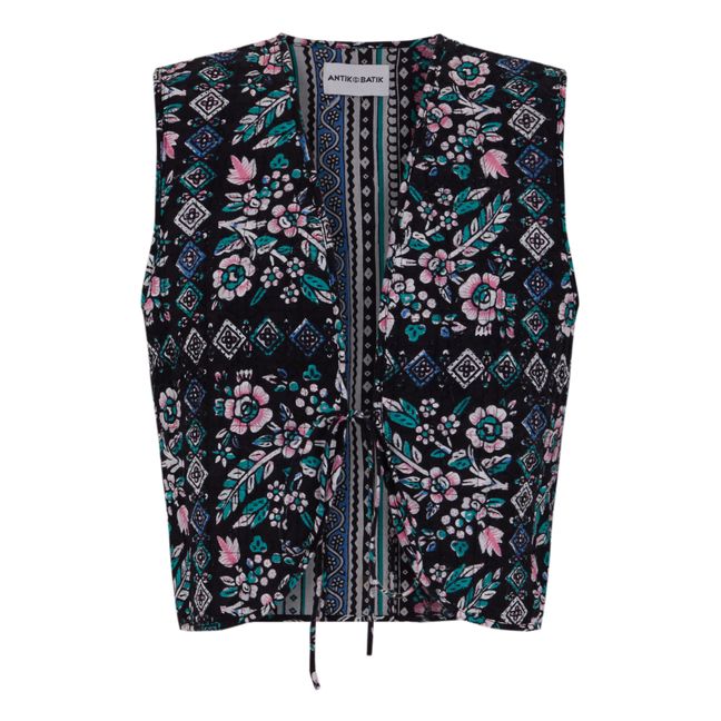 Flora Quilted Sleeveless Vest | Black