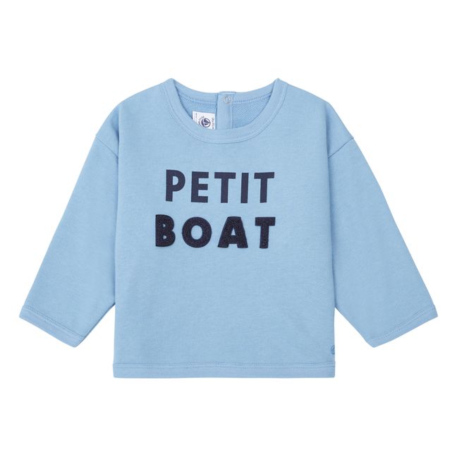 Sudadera polar con botones Petit Boat | Azul Gris