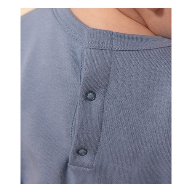 Sudadera polar con botones Petit Boat | Azul Gris