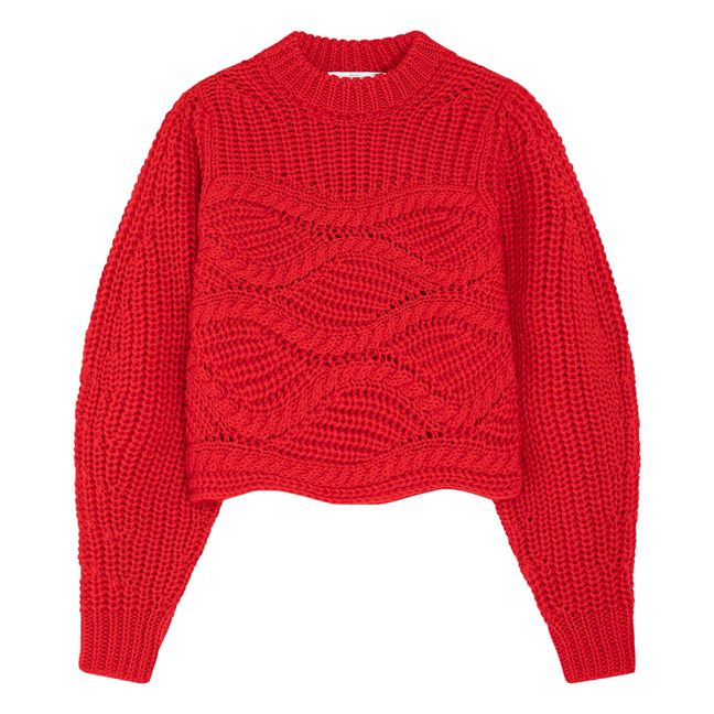 Il miglior maglione a trecce in lana vergine | Rosso