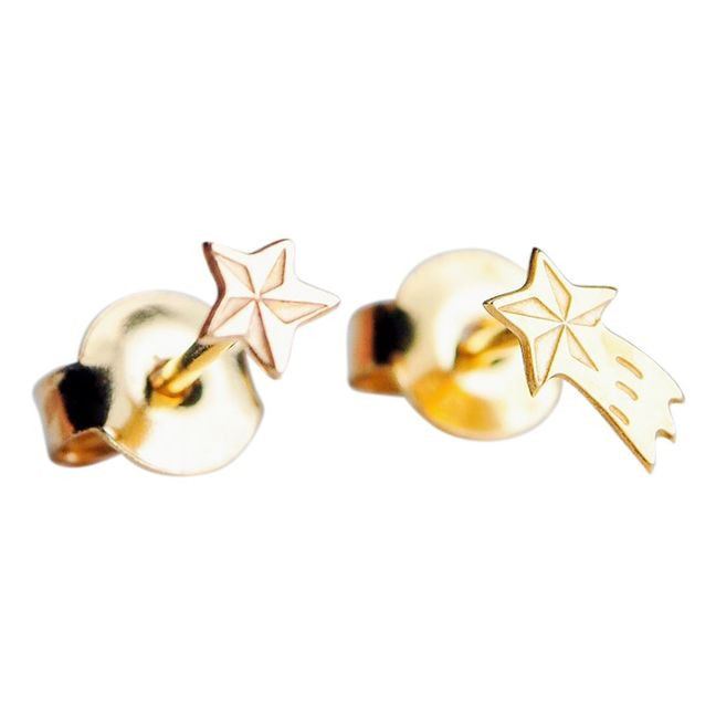Asymmetrische Ohrringe Sternschnuppe | Gold