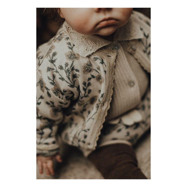 Cardigan Jacquard in cotone biologico Mille | Beige