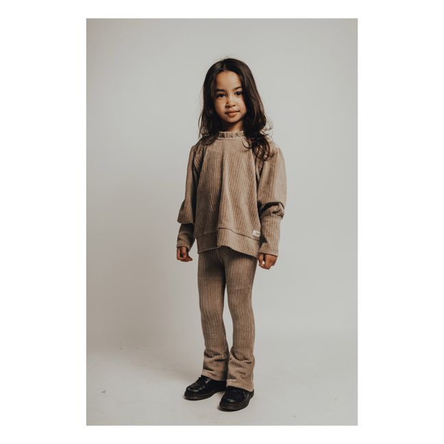 Pullover aus geripptem Velours Montreal | Kamelbraun