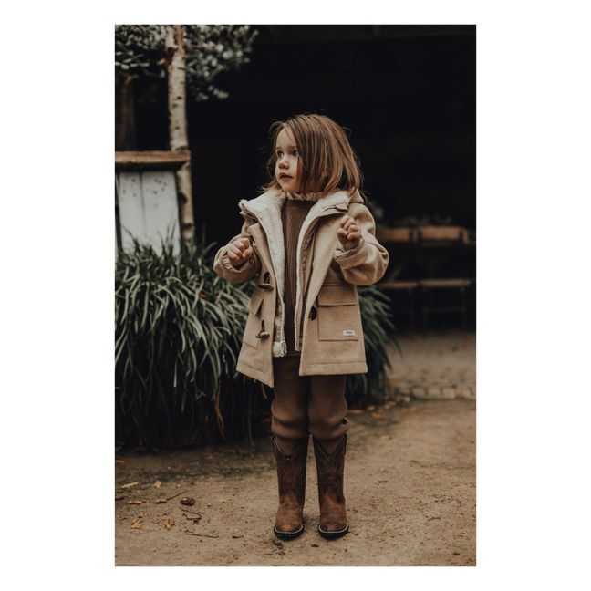 Wollmantel mit Pelzbesatz Lynn | Beige
