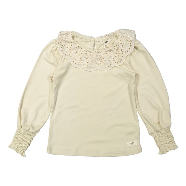 Camiseta con cuello bordado Hay | Beige