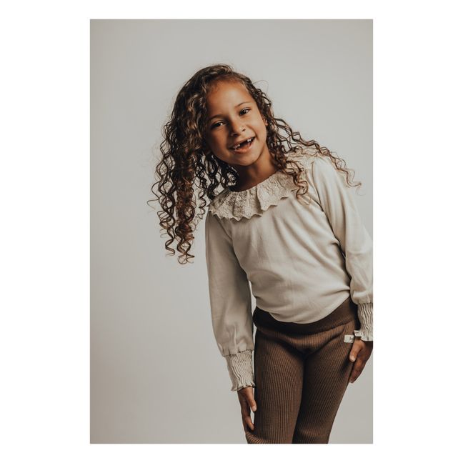 Camiseta con cuello bordado Hay | Beige