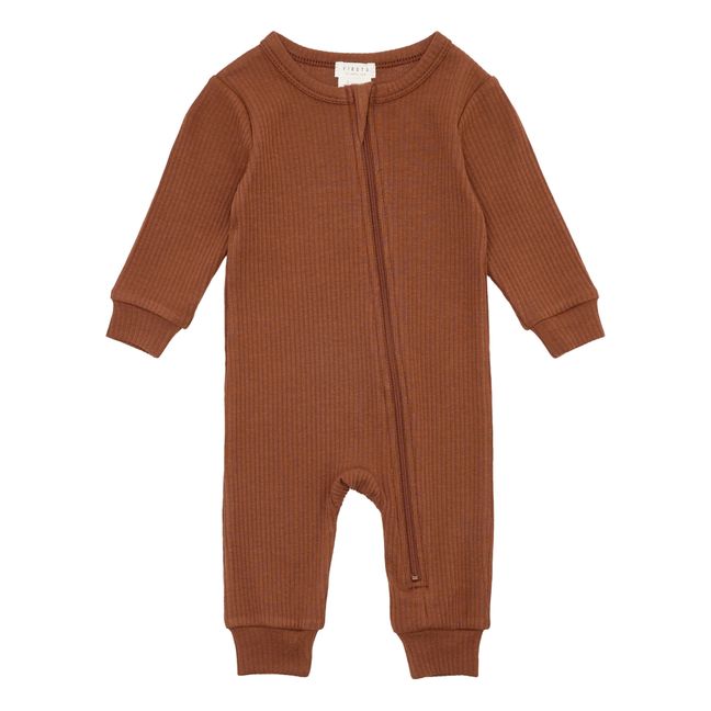 Einteiliger Pyjama Rib | Schokoladenbraun