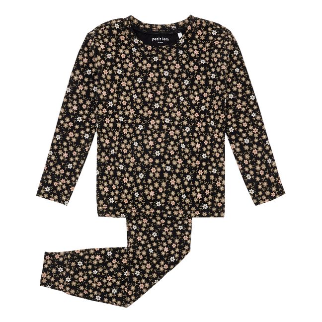 Pyjama Coton Bio Fleurs | Noir