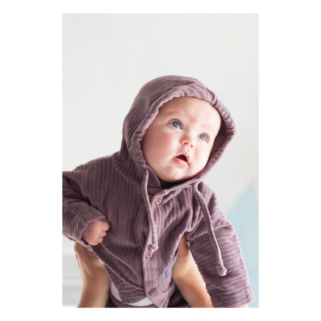 Sweat Capuche Coton Bio Velours Côtelé Hagar | Prune