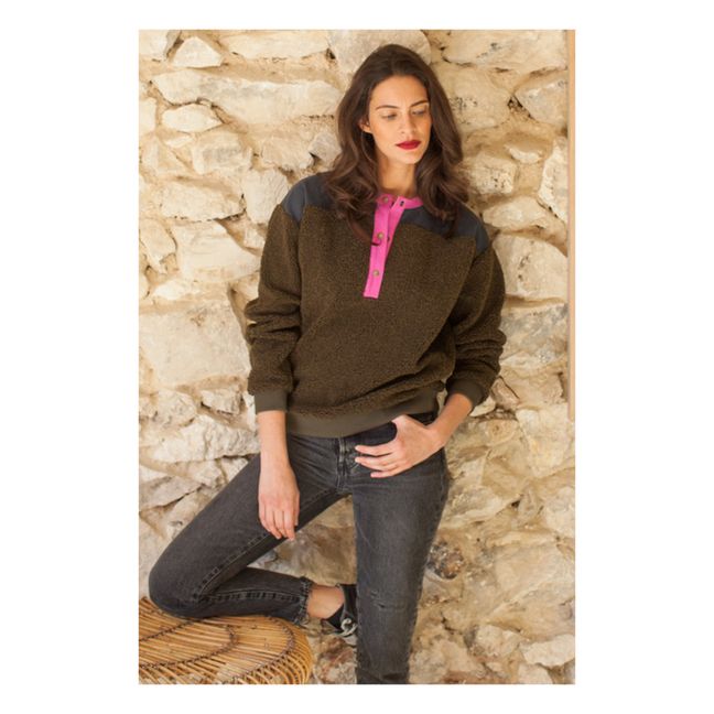 Sweat Façon Fourrure Col Boutonné Max - Collection Femme  | Verde
