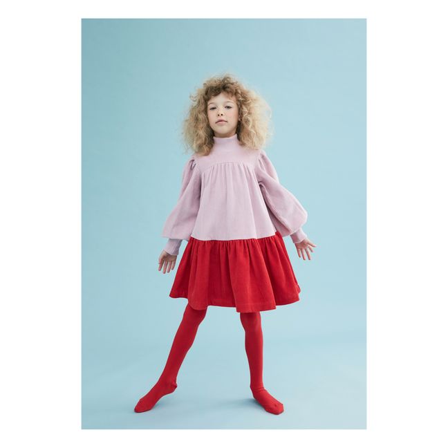 Robe en Velours Côtelé Bicolore | Mauve