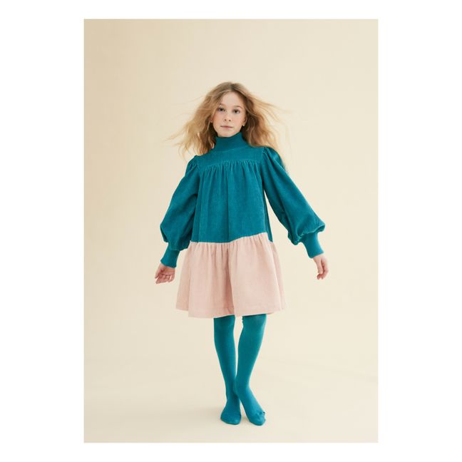 Robe en Velours Côtelé Bicolore | Bleu