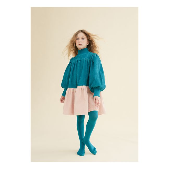 Robe en Velours Côtelé Bicolore | Bleu