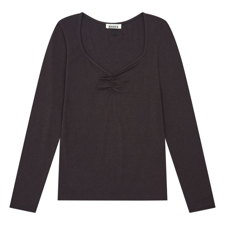 Top de punto acanalado para mujer | Negro- Imagen del producto n°0