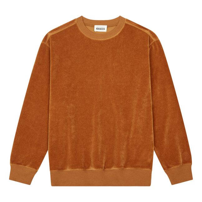 Sweatshirt aus Samt Herren Bio-Baumwolle | Haselnussbraun