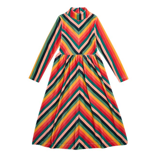 Robe en Velours Rayé | Orange