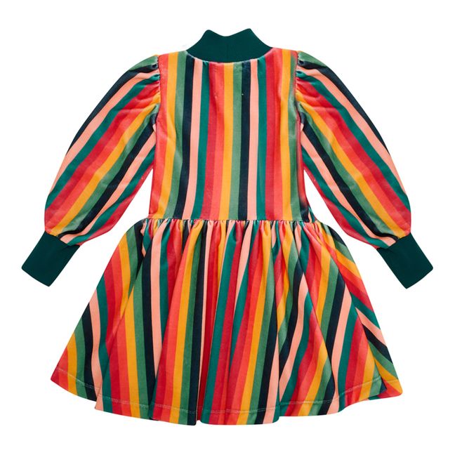 Robe en Velours Rayé Manches Bouffantes | Azul