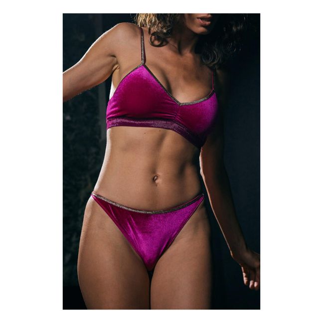 Culotte Rosa Velours et Dentelle | Rojo Frambuesa