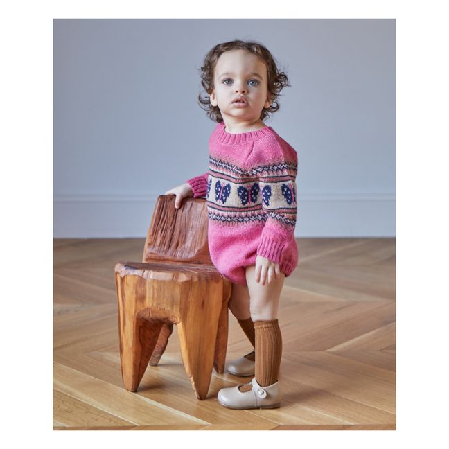 Barboteuse Manches Longues Baby Alpaga Papillon | Rosa