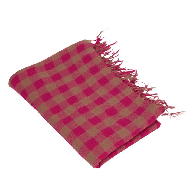 Checks Wool Scarf | Pink