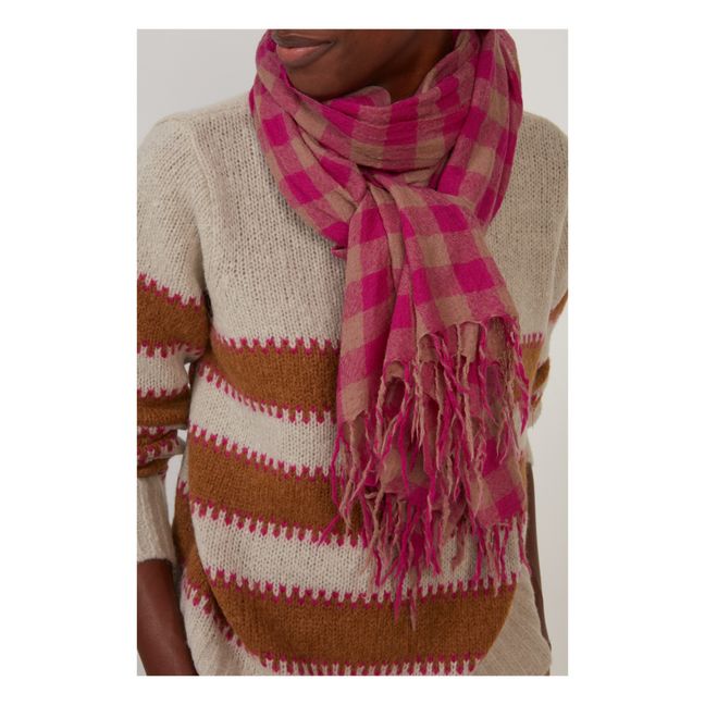 Checks Wool Scarf | Pink
