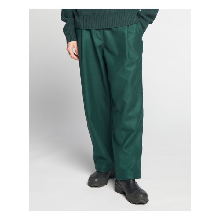 Pantalón British Worker de lana a rayas | Verde Oscuro- Imagen del producto n°0