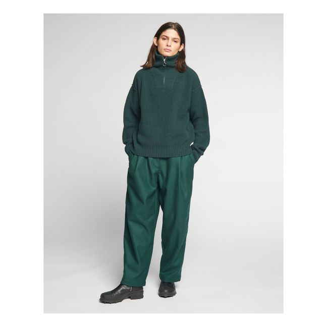 Pantaloni gessati in lana British Worker | Verde scuro