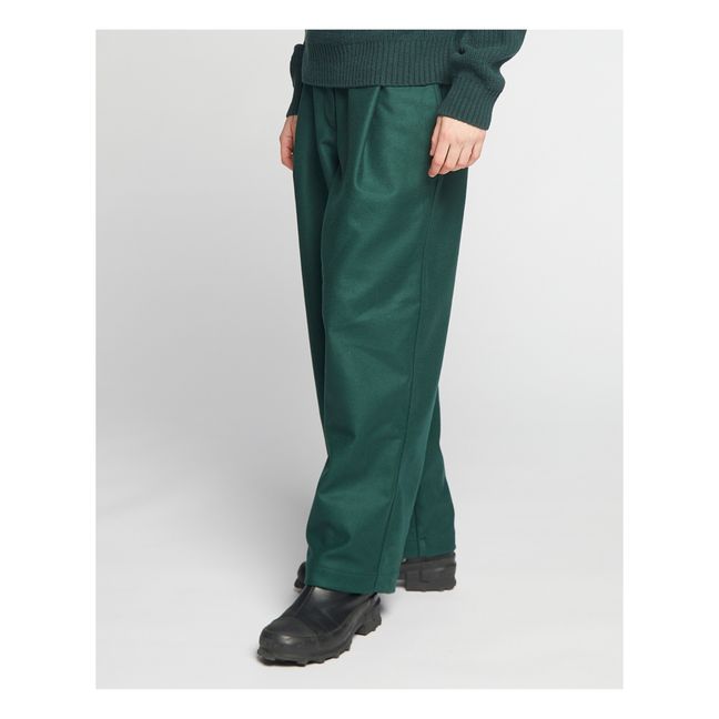 Pantalon à Pinces British Worker Laine | Vert foncé