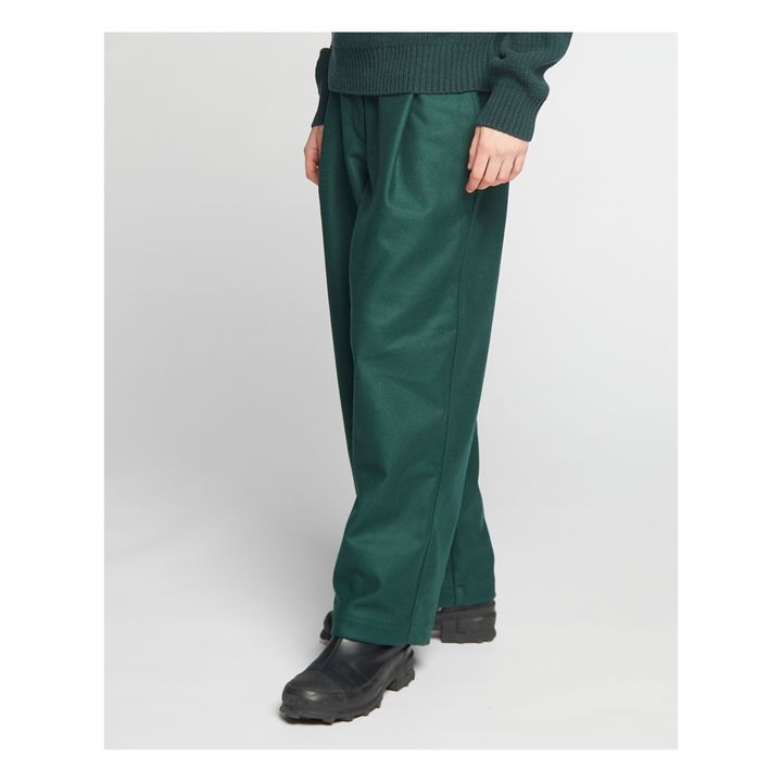 Pantalón British Worker de lana a rayas | Verde Oscuro- Imagen del producto n°2